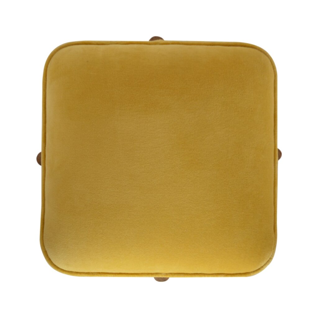 Mustard Velvet Solid Footstool - Image 5