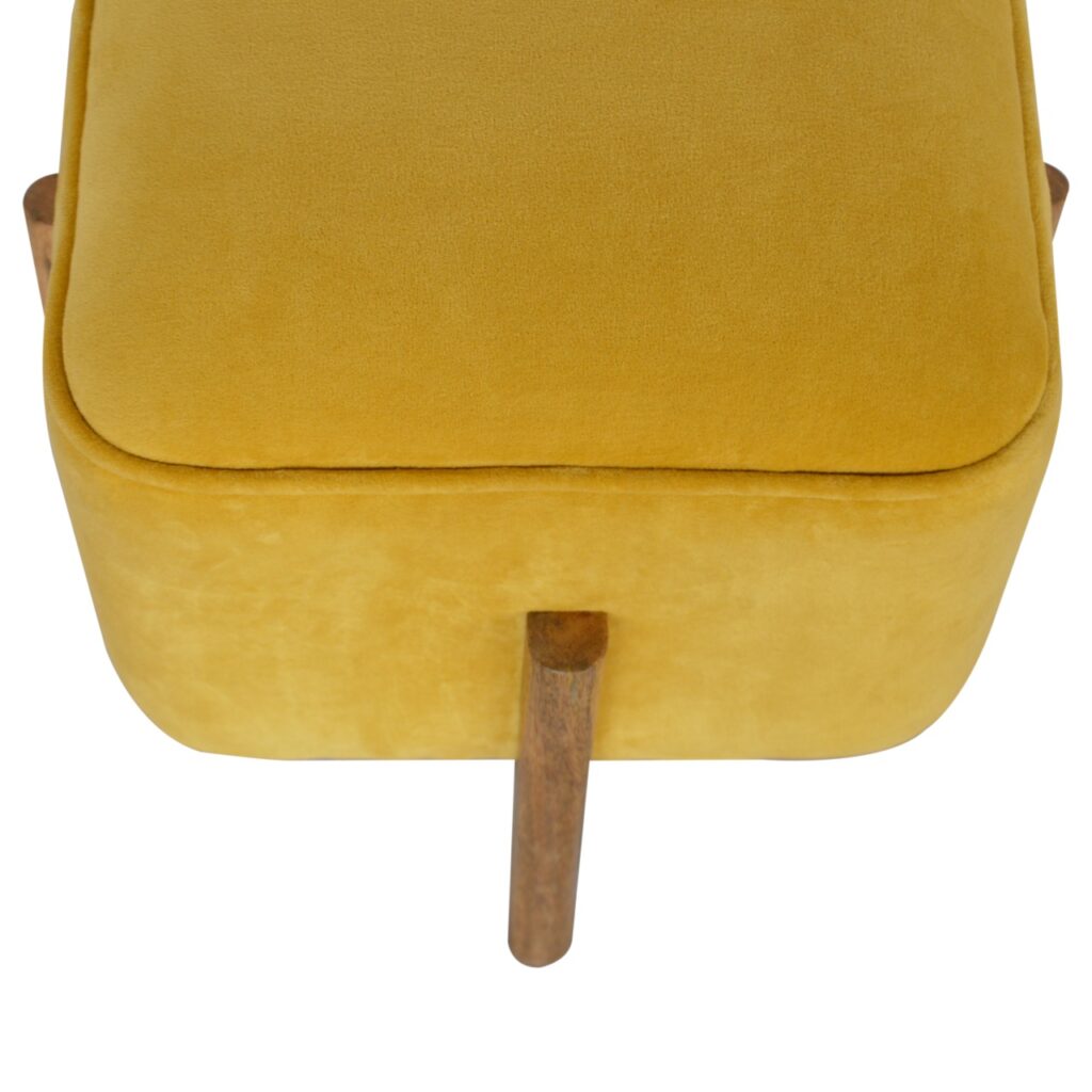 Mustard Velvet Solid Footstool - Image 7
