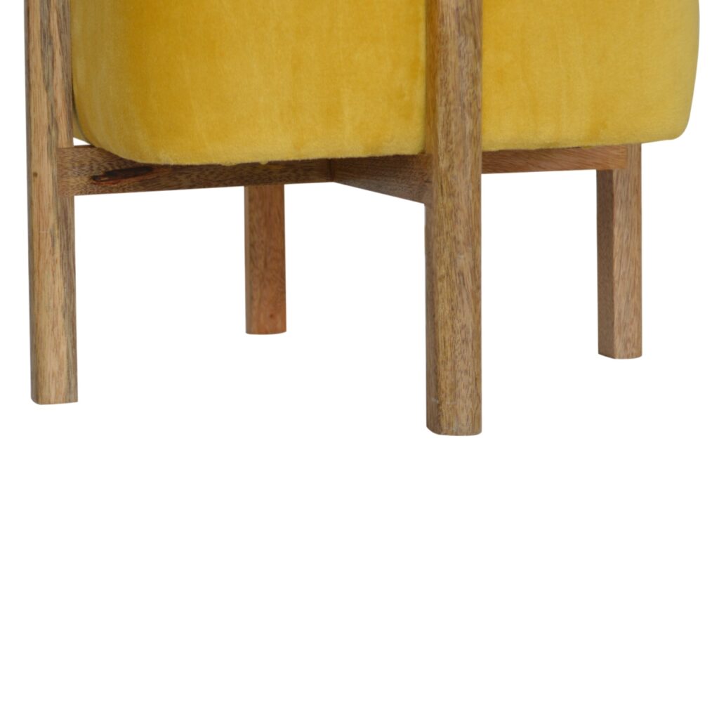 Mustard Velvet Solid Footstool - Image 8