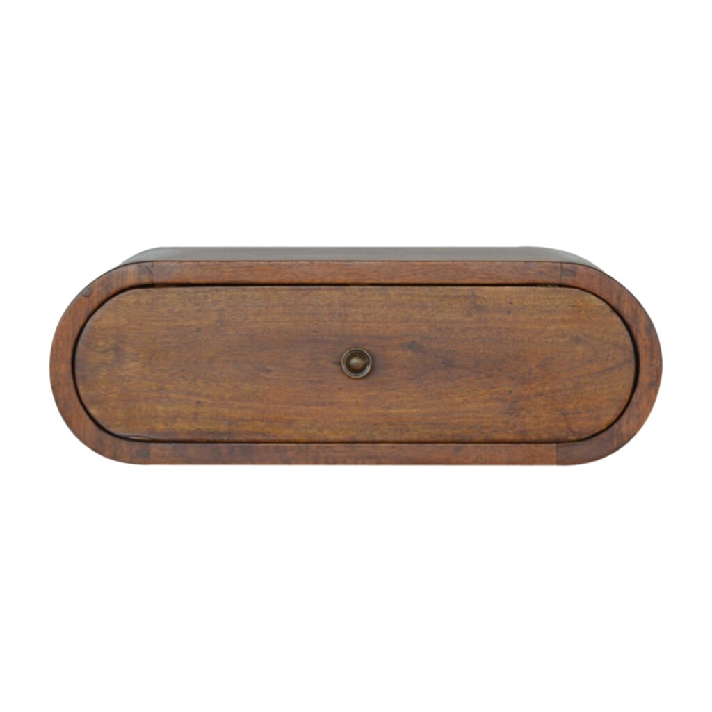 Wall Mounted Round Chestnut Bedside - Image 2