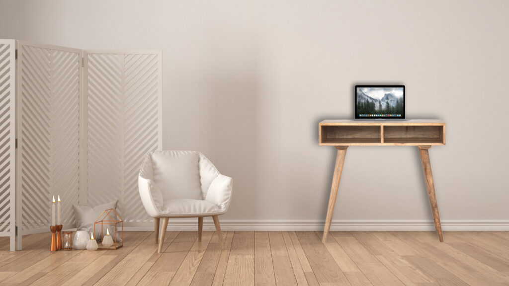 Oak-ish Open Shelf Writing Desk - Image 11