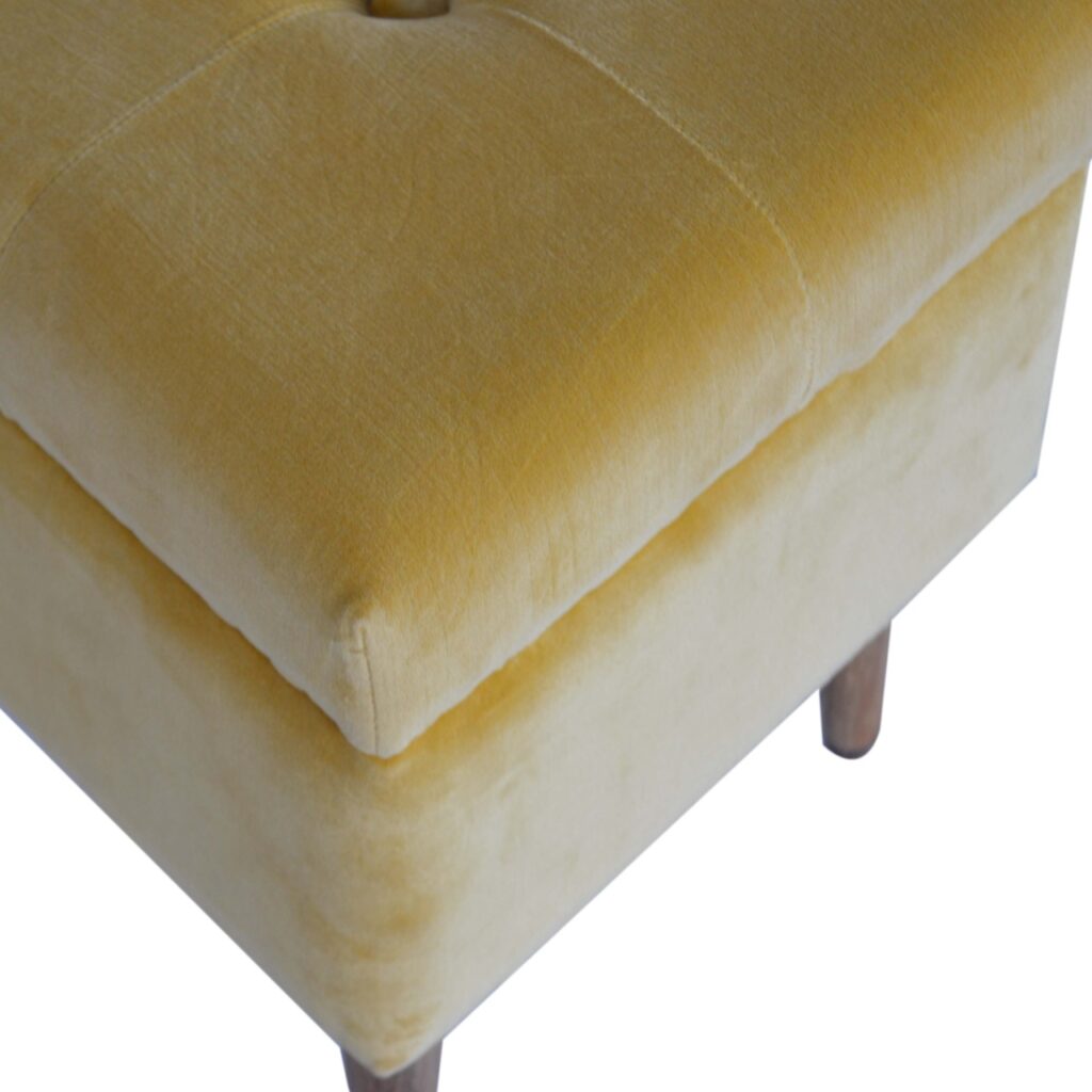 Mustard Velvet Storage Footstool - Image 6