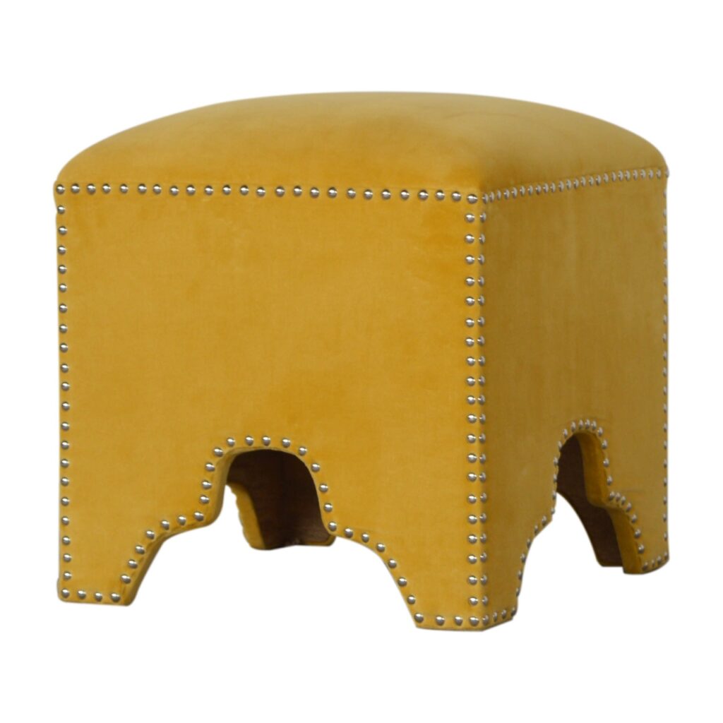 Mustard Studded Footstool - Image 2
