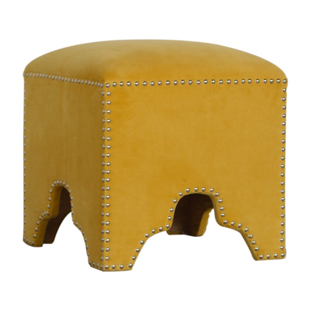 Mustard Studded Footstool - Image 3