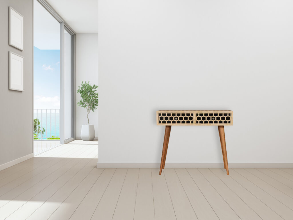 Honeycomb Bone Inlay Console Table - Image 11