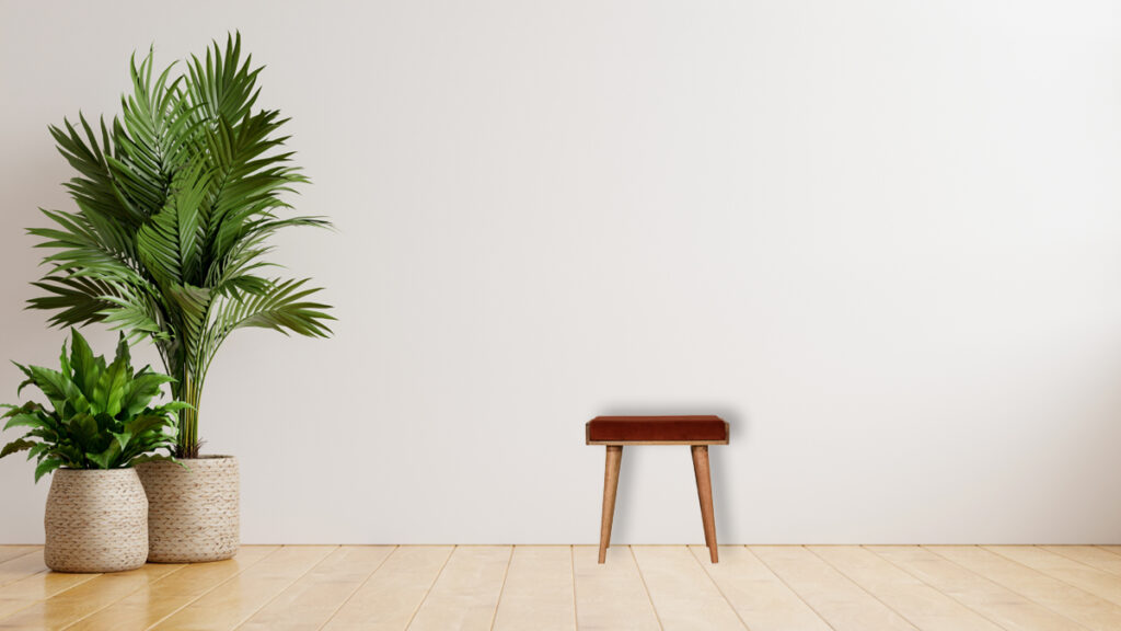 Brick Red Velvet Tray Footstool - Image 9