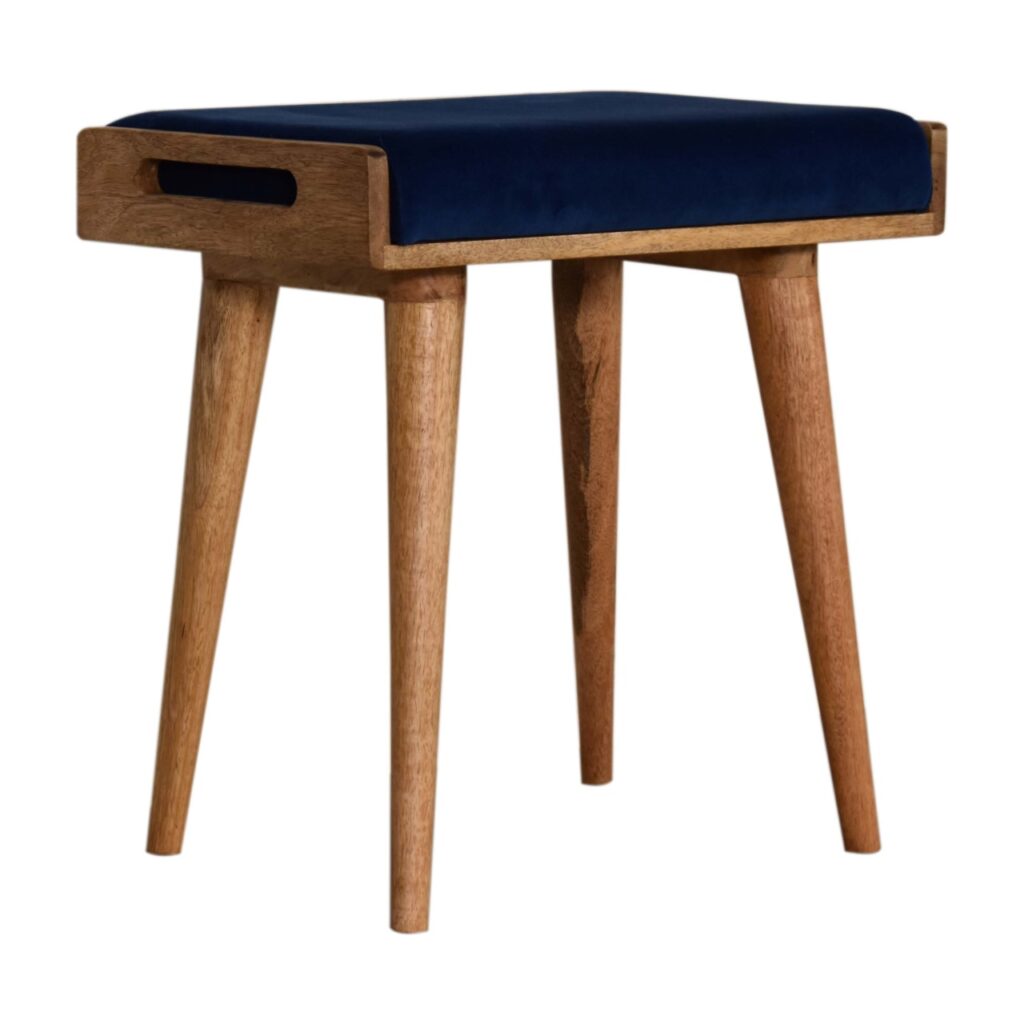 Royal Blue Velvet Tray Footstool - Image 2