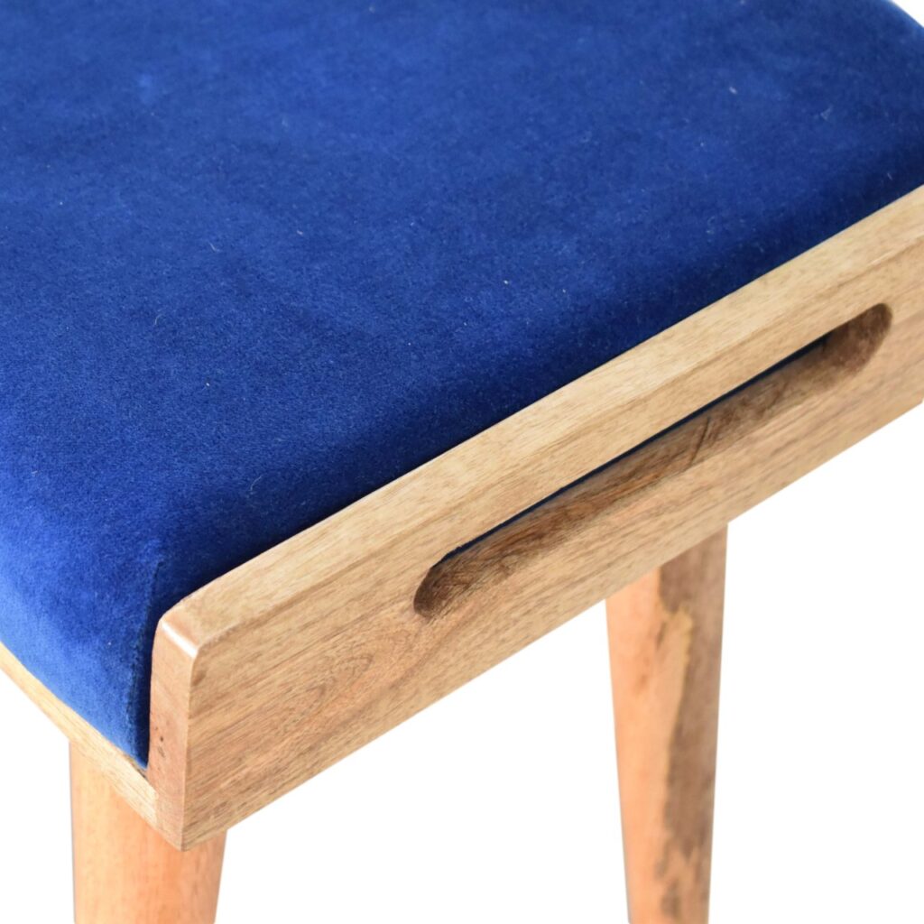 Royal Blue Velvet Tray Footstool - Image 5