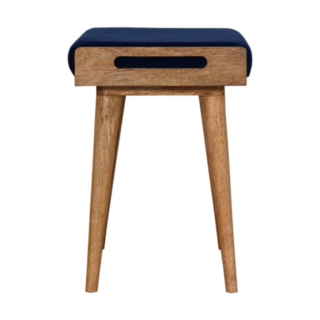 Royal Blue Velvet Tray Footstool - Image 7
