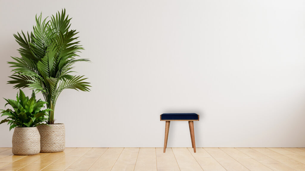 Royal Blue Velvet Tray Footstool - Image 9