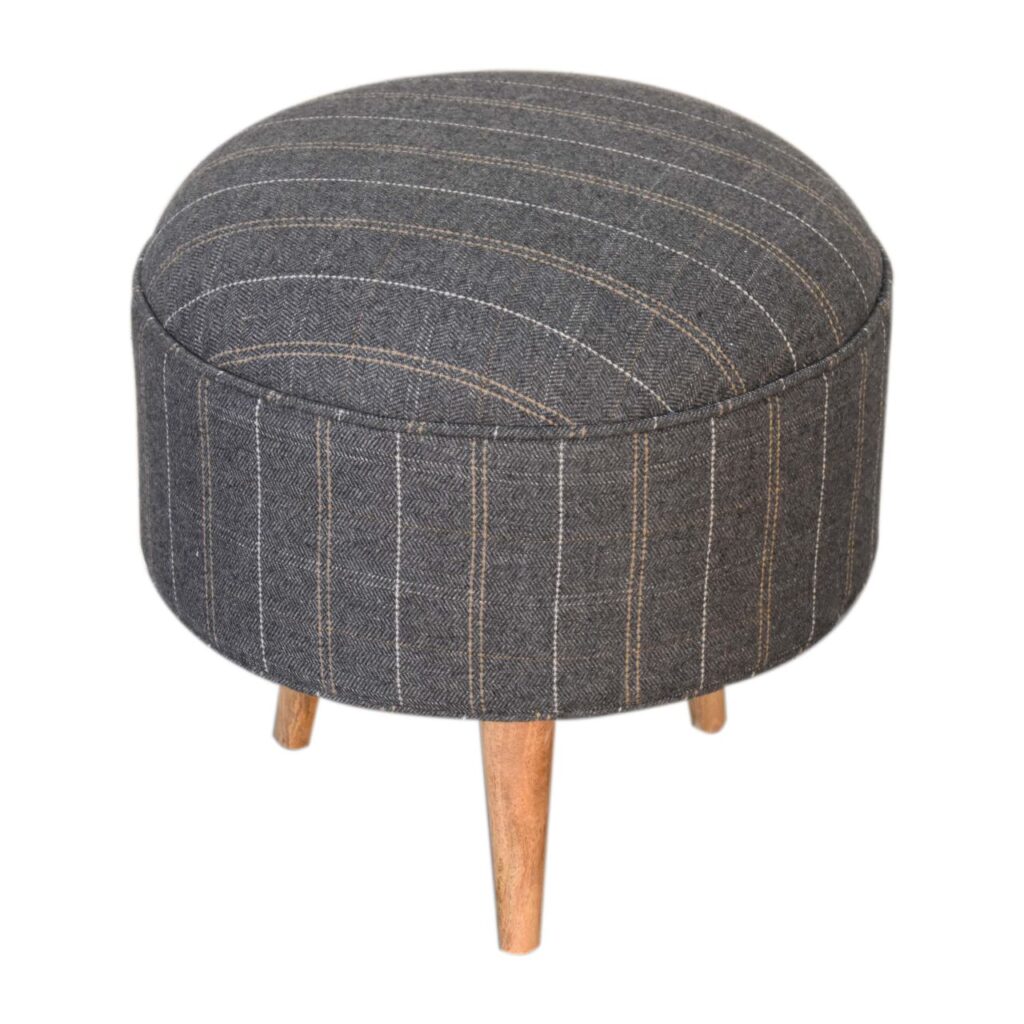 Pewter Tweed Nordic Style Footstool - Image 2