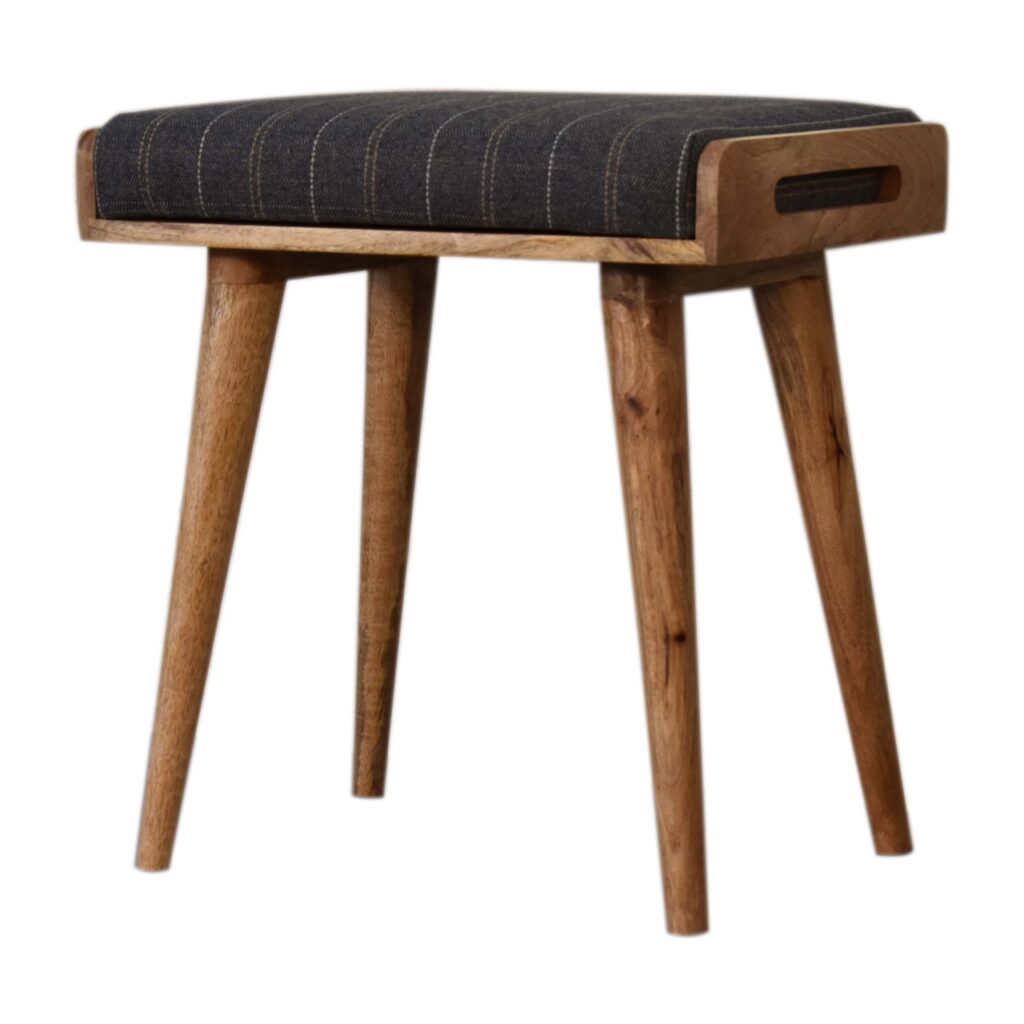 Pewter Tweed Tray Style Footstool - Image 2
