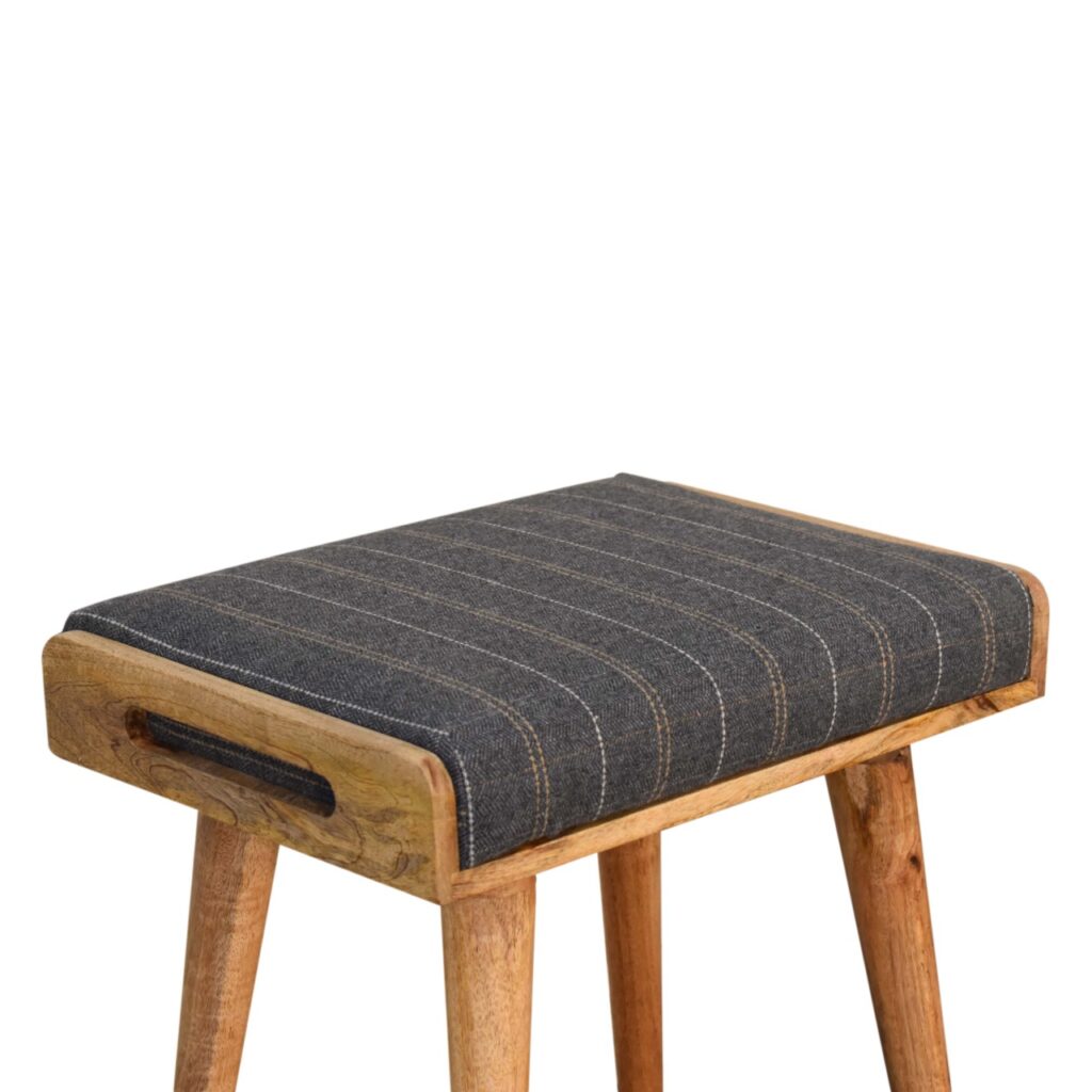 Pewter Tweed Tray Style Footstool - Image 4