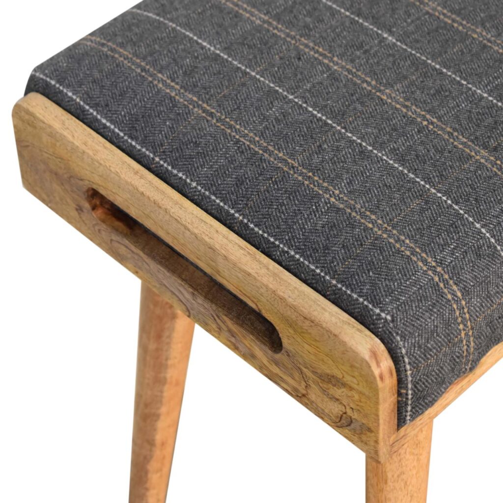 Pewter Tweed Tray Style Footstool - Image 6