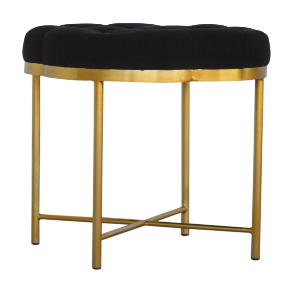 Clover Black Velvet Footstool - Image 2