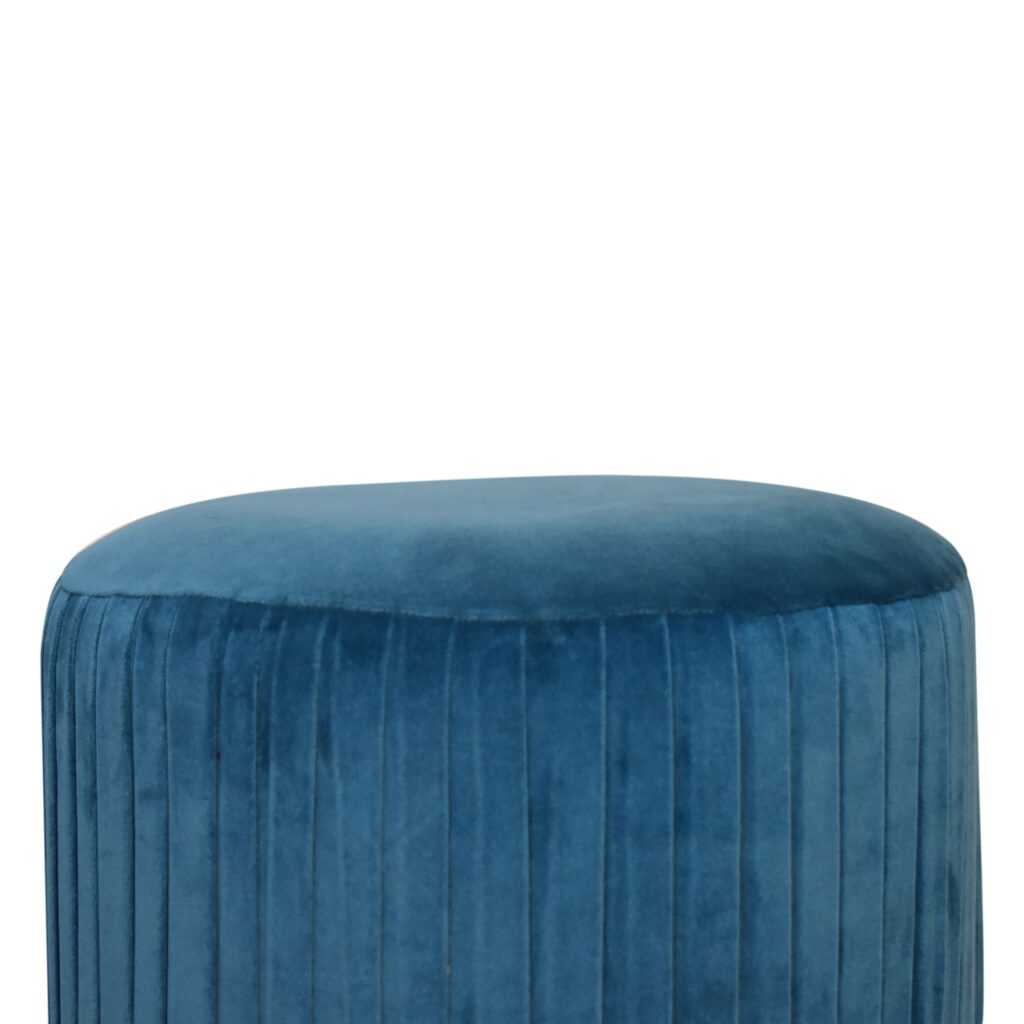 Teal Velvet Pleated Footstool - Image 4