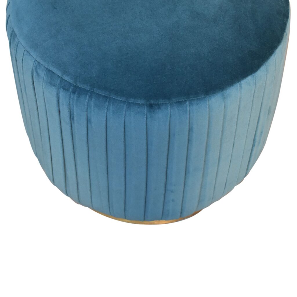 Teal Velvet Pleated Footstool - Image 5