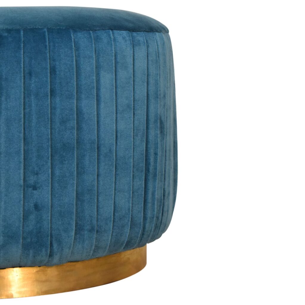 Teal Velvet Pleated Footstool - Image 6