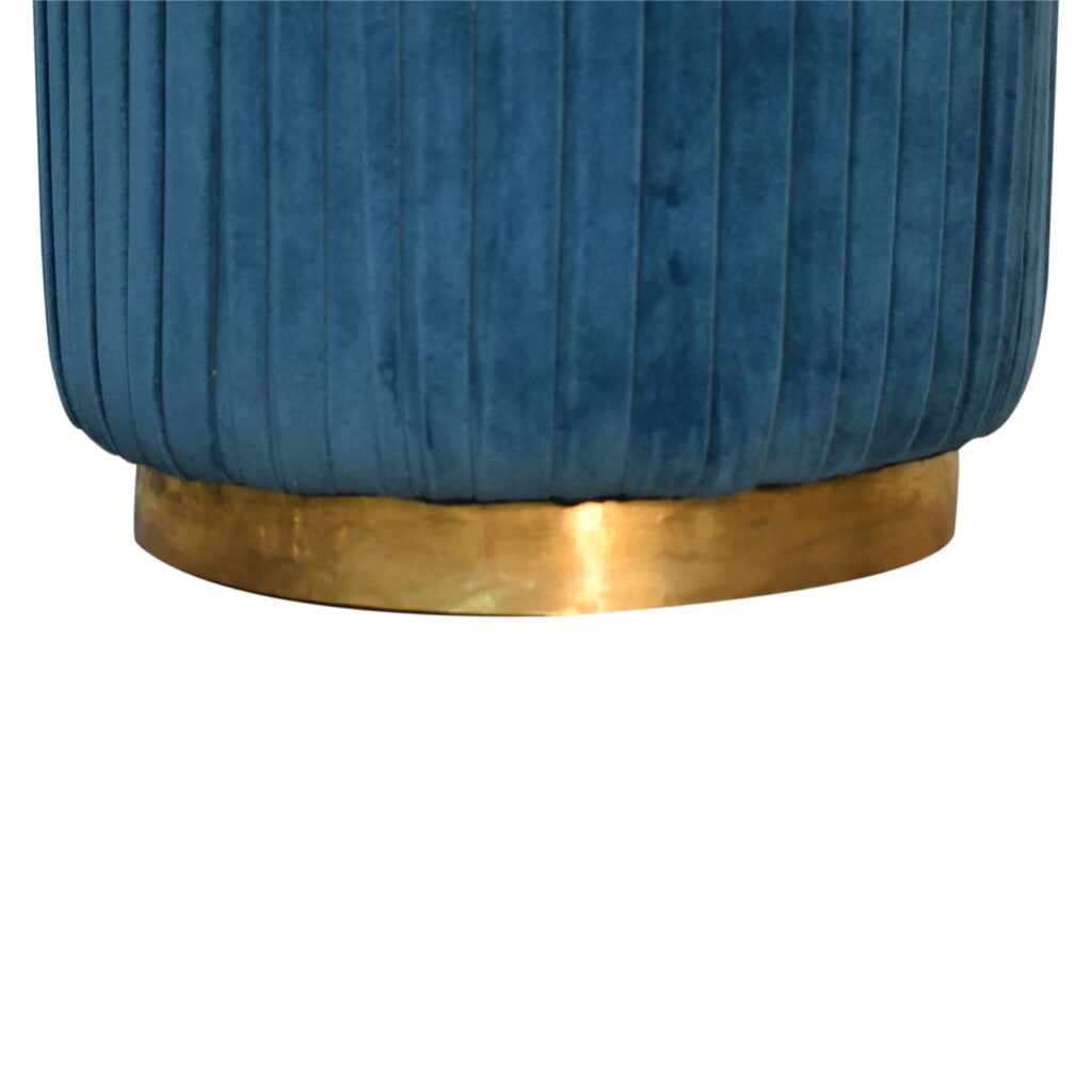 Teal Velvet Pleated Footstool - Image 7