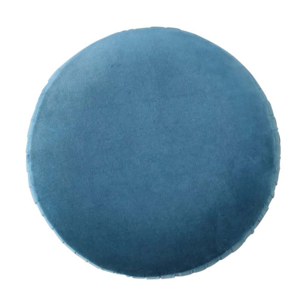 Teal Velvet Pleated Footstool - Image 8