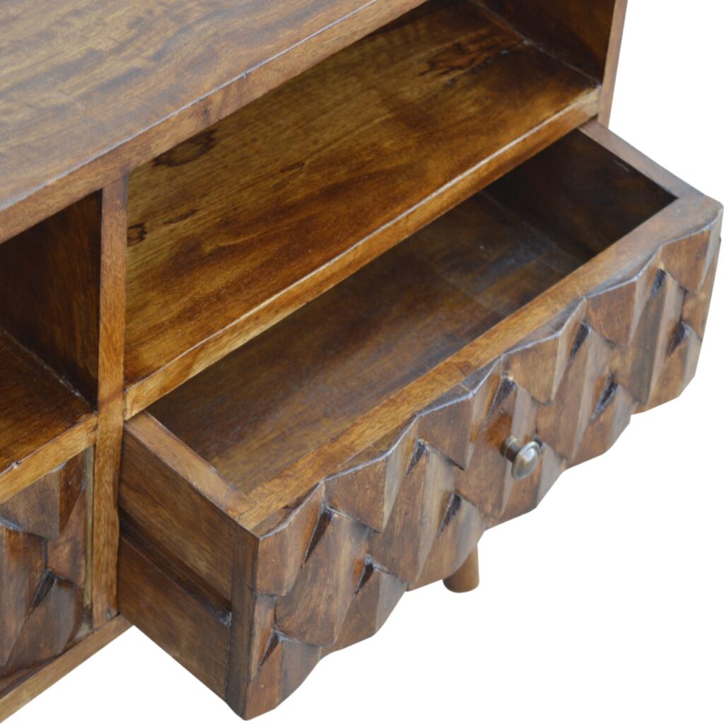 Chestnut Pineapple Carve Media Unit - Image 7