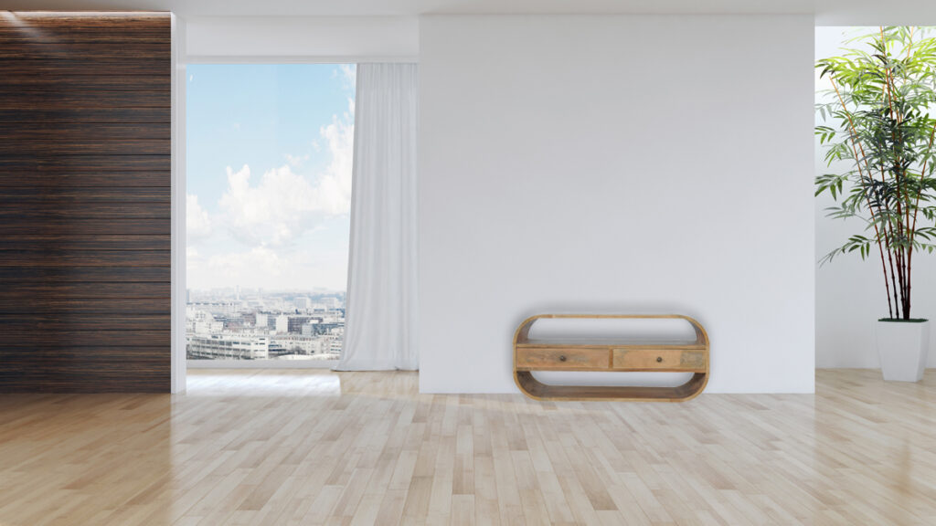 Curved Edge TV Unit with 2 Drawers - Image 11
