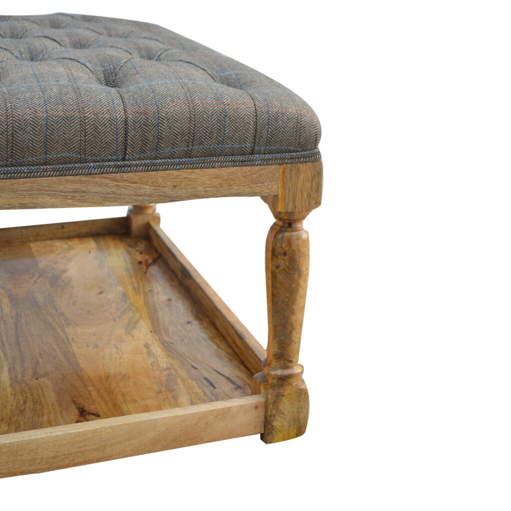 Multi Tweed Footstool with Shelf - Image 5