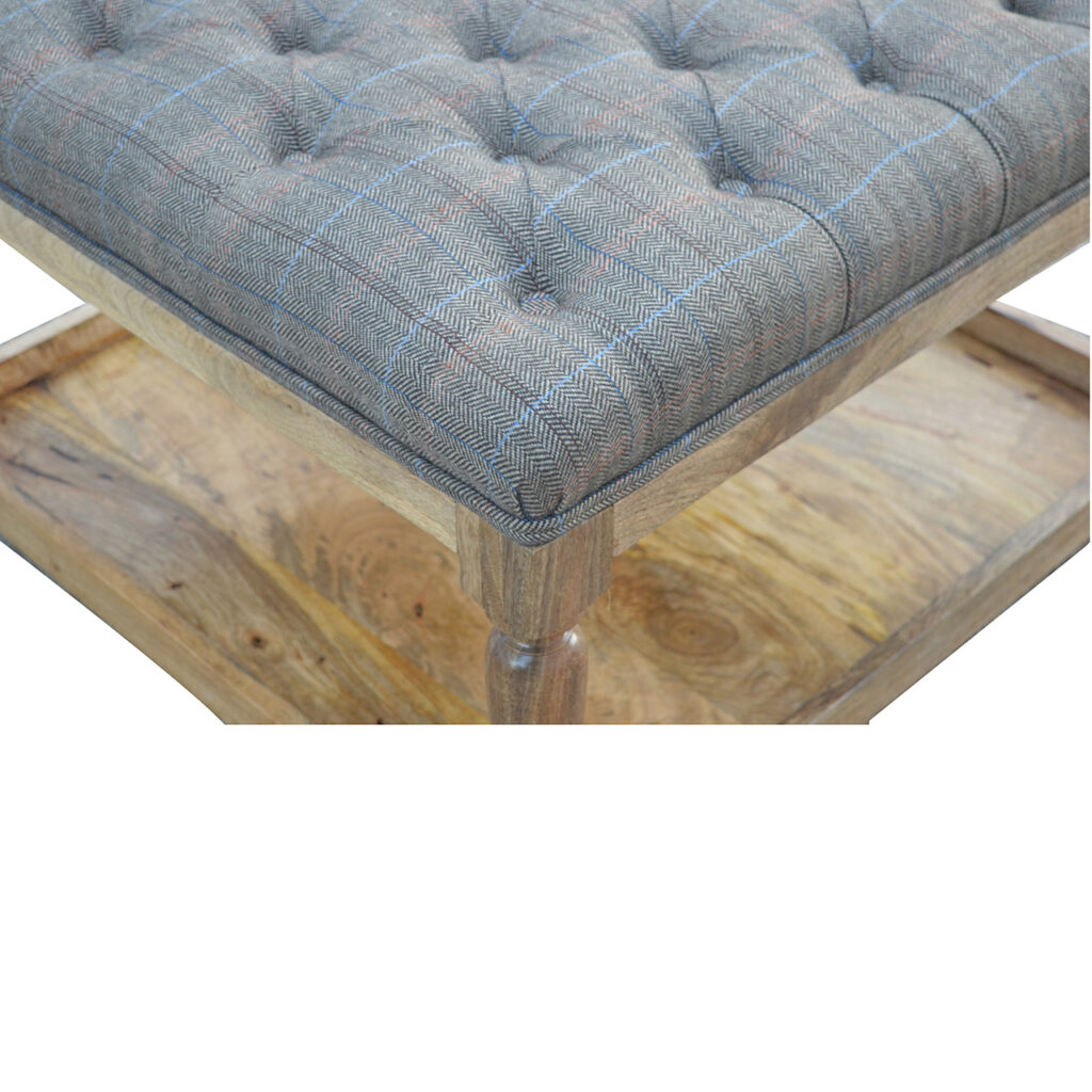 Multi Tweed Footstool with Shelf - Image 6