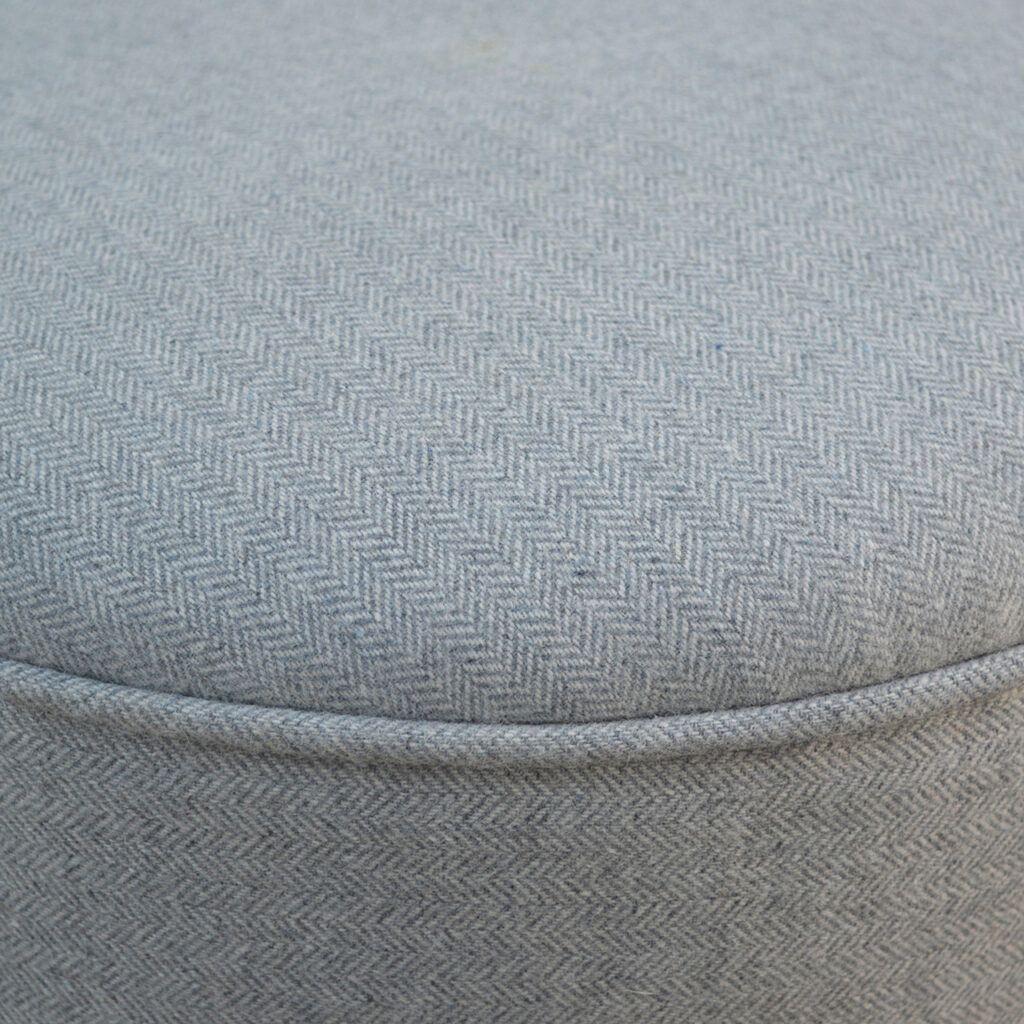 Round Grey Tweed Footstool - Image 3