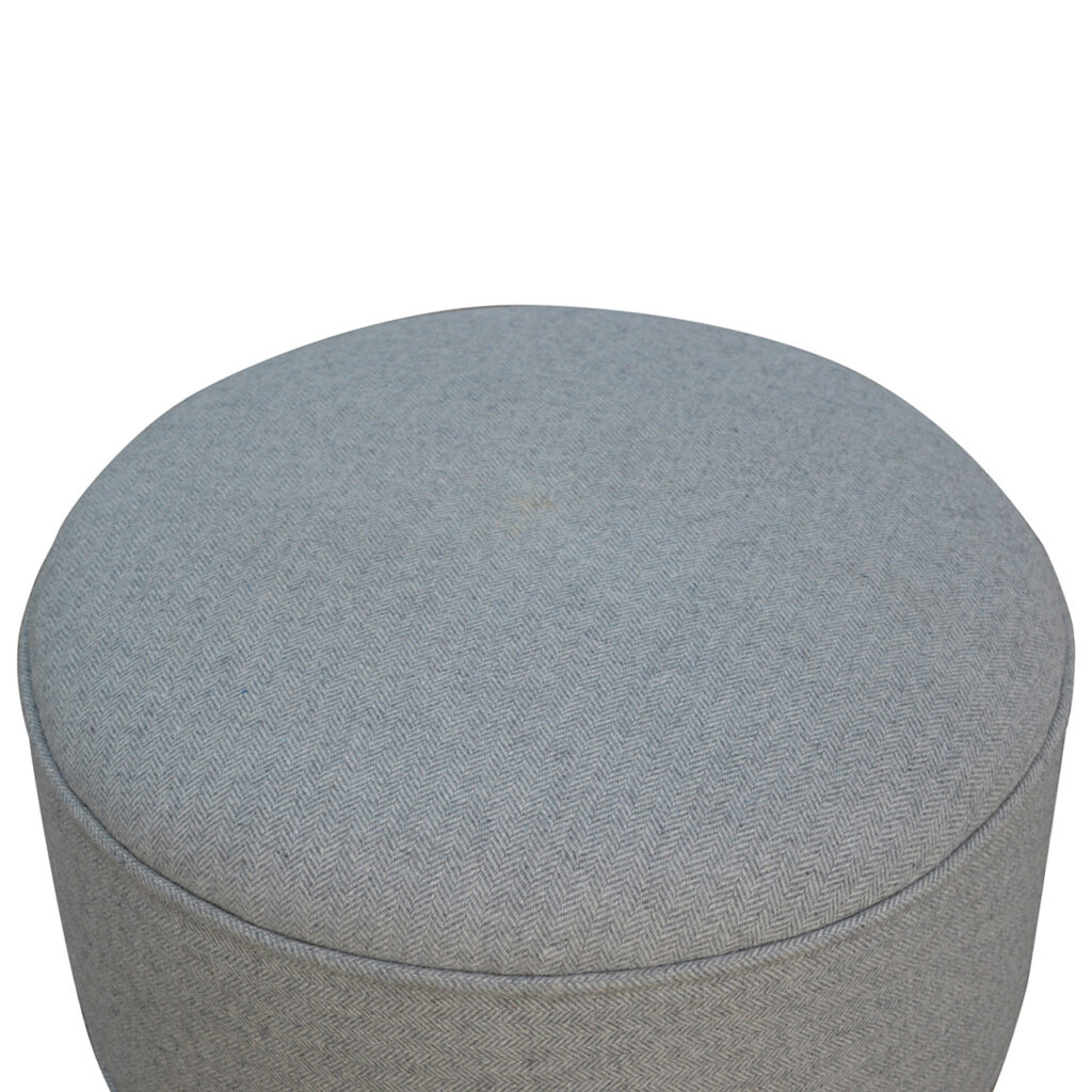 Round Grey Tweed Footstool - Image 4