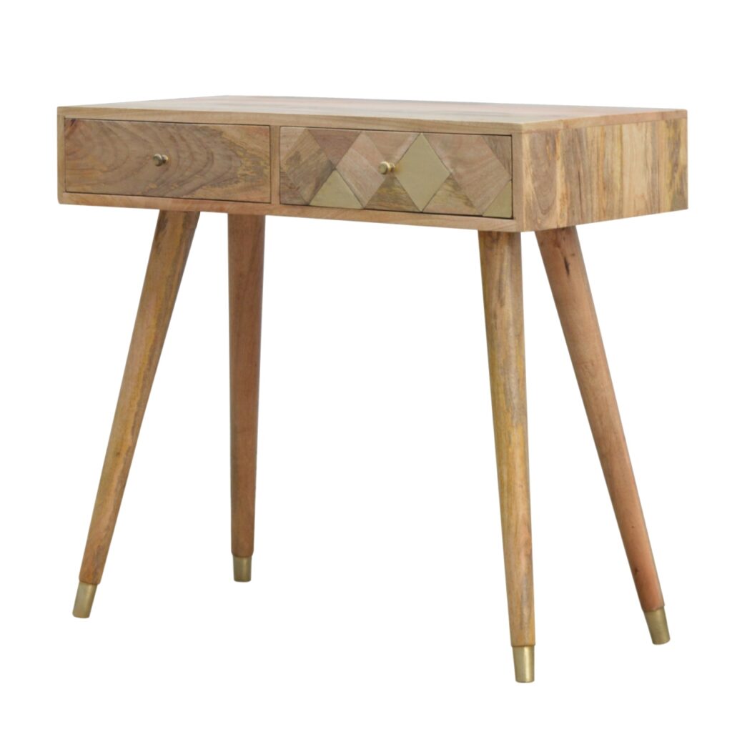 Oak-ish Gold Inlay Console Table - Image 3