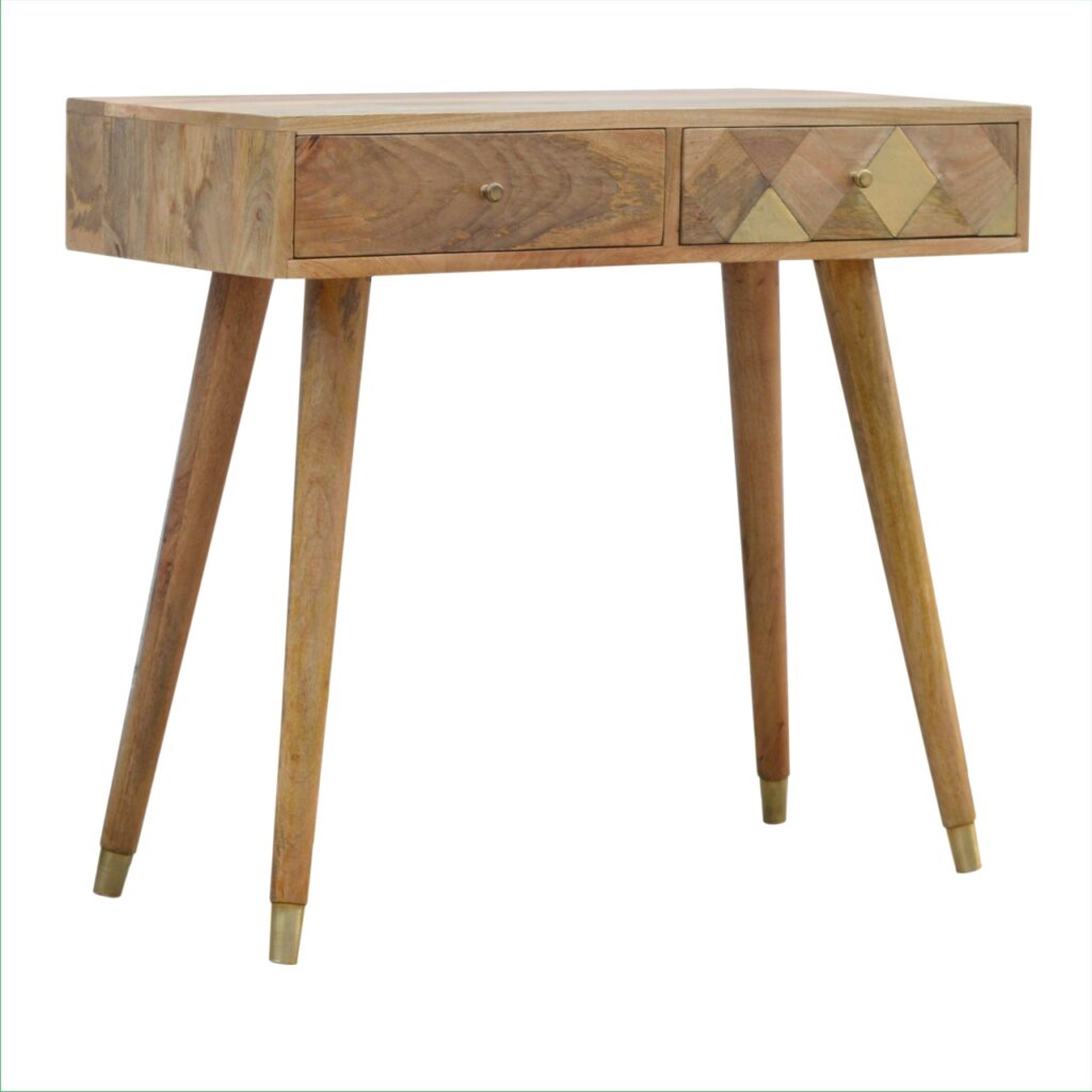 Oak-ish Gold Inlay Console Table - Image 2
