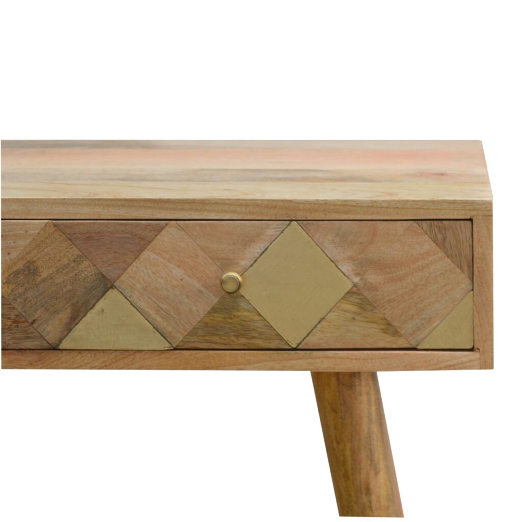Oak-ish Gold Inlay Console Table - Image 4