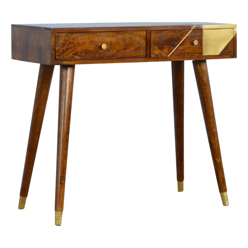Gold Geo Chestnut Console Table - Image 2