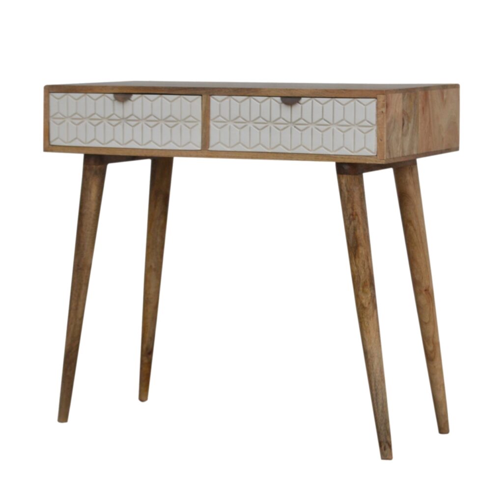 Sleek White Carved Console Table - Image 2