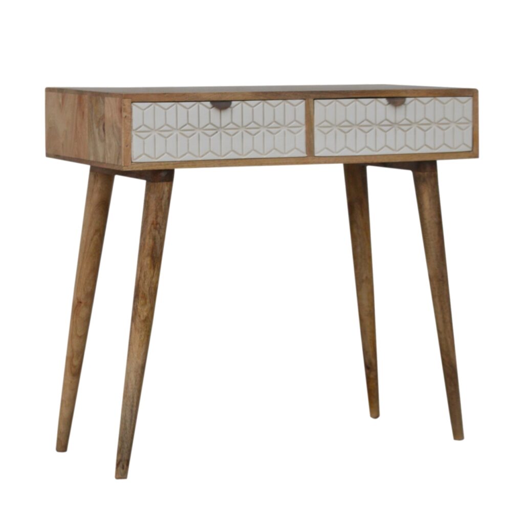 Sleek White Carved Console Table - Image 3