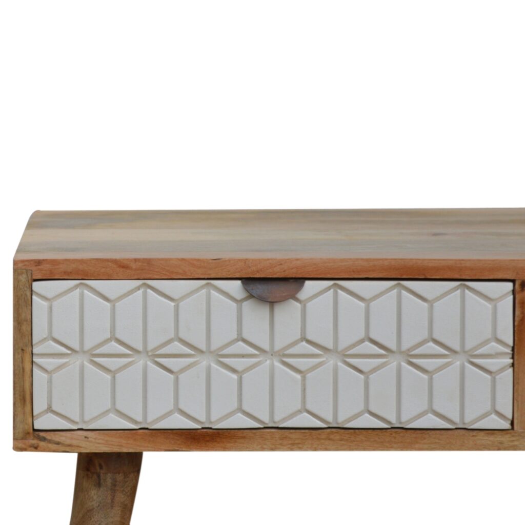 Sleek White Carved Coffee Table - Image 4
