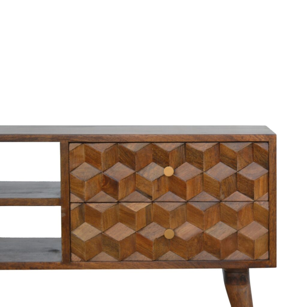 Chestnut Cube Carve Media Unit - Image 4