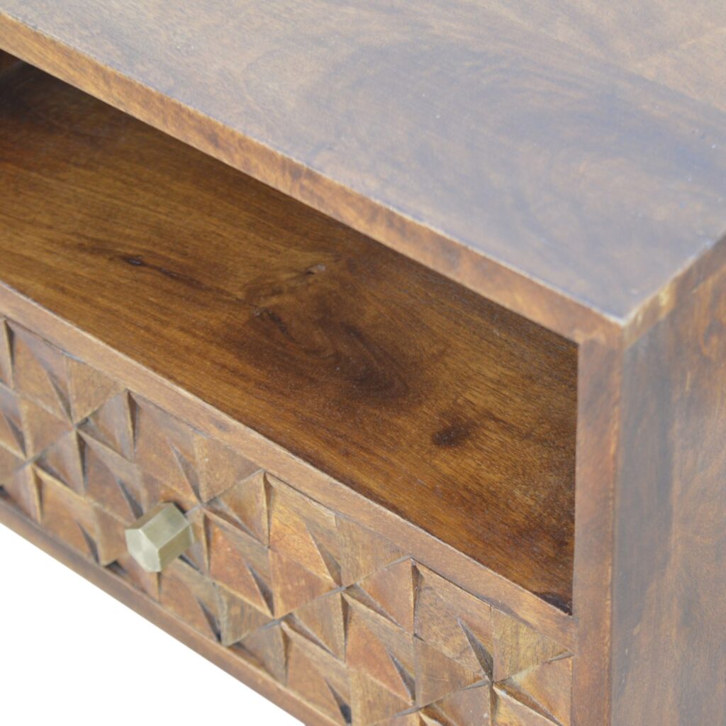 Chestnut Diamond Carved TV Unit - Image 5