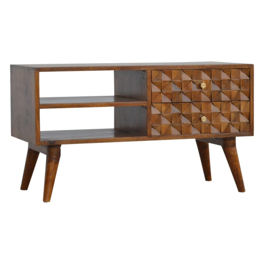 Chestnut Diamond Carve Media Unit - Image 3