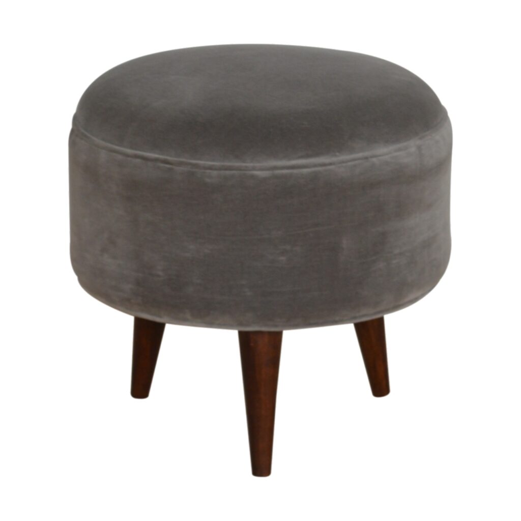 Grey Velvet Nordic Style Footstool - Image 2