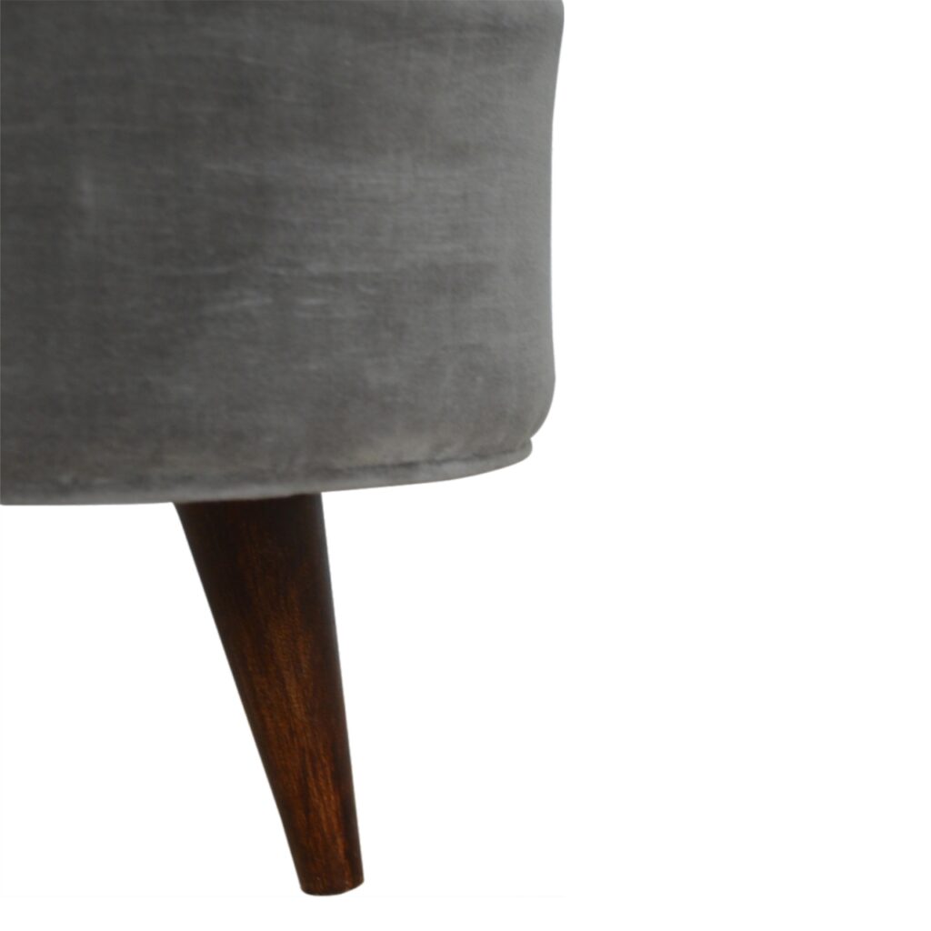 Grey Velvet Nordic Style Footstool - Image 5