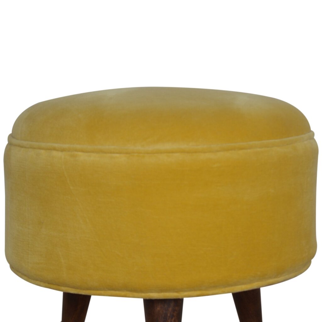 Mustard Velvet Nordic Footstool - Image 5