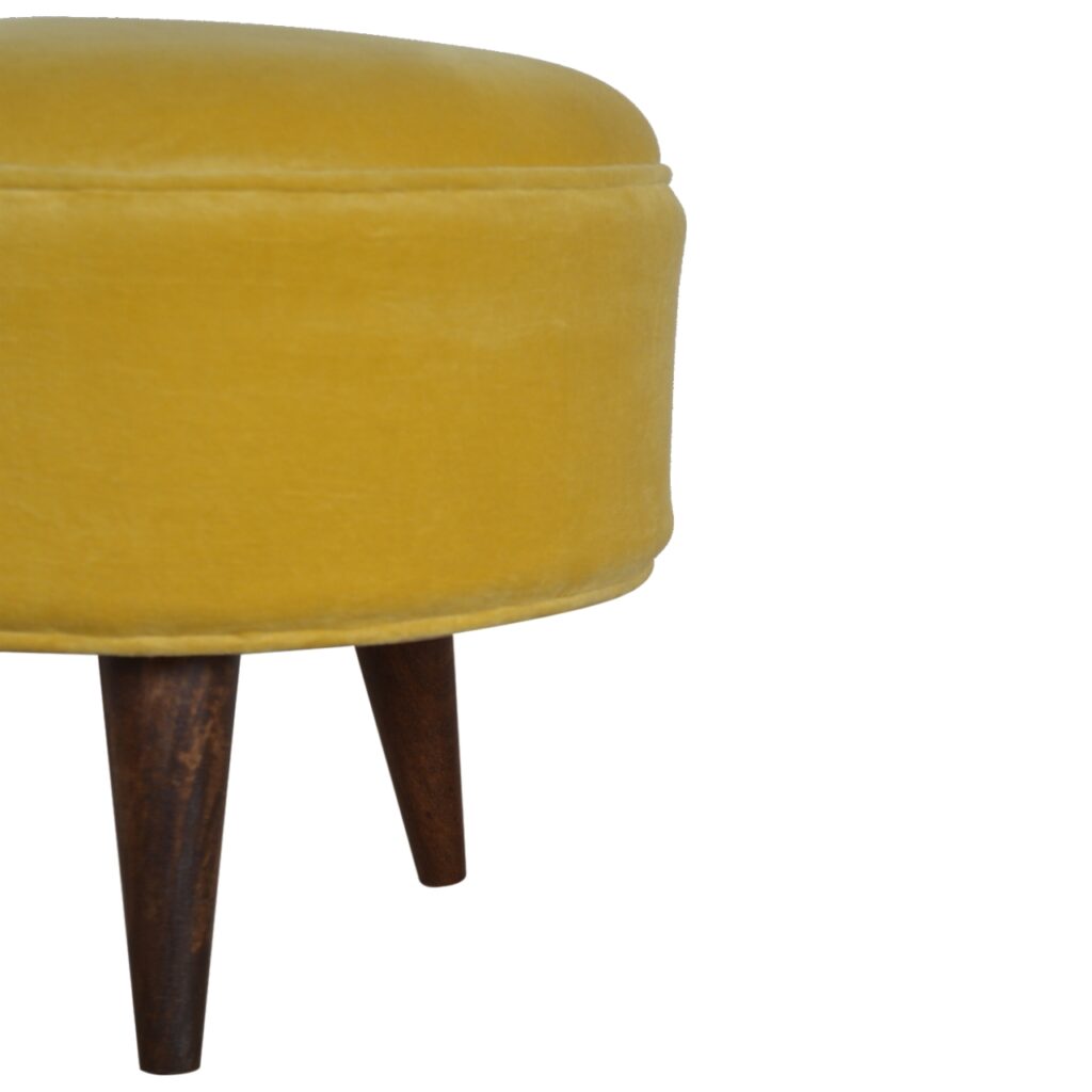 Mustard Velvet Nordic Footstool - Image 4