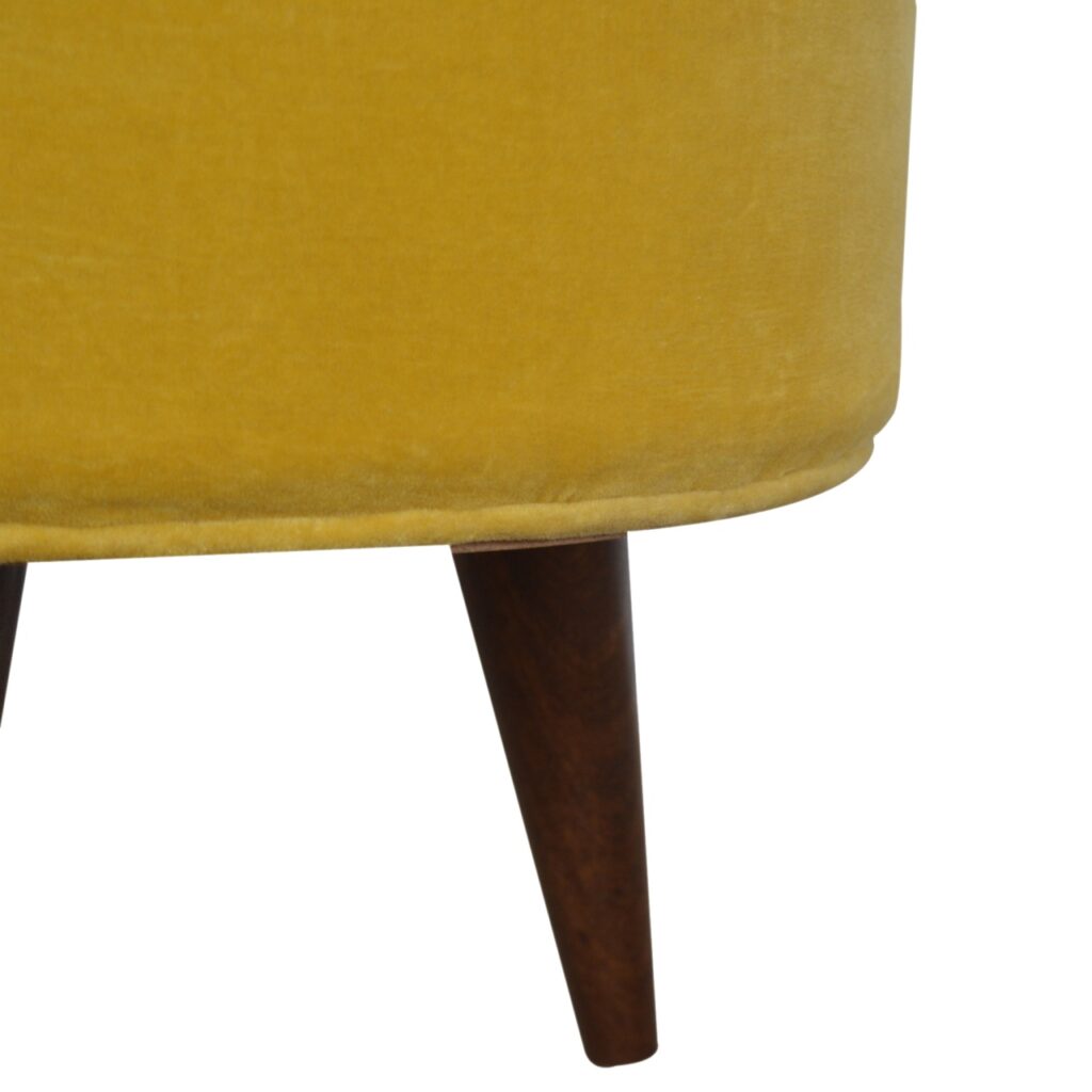 Mustard Velvet Nordic Footstool - Image 2