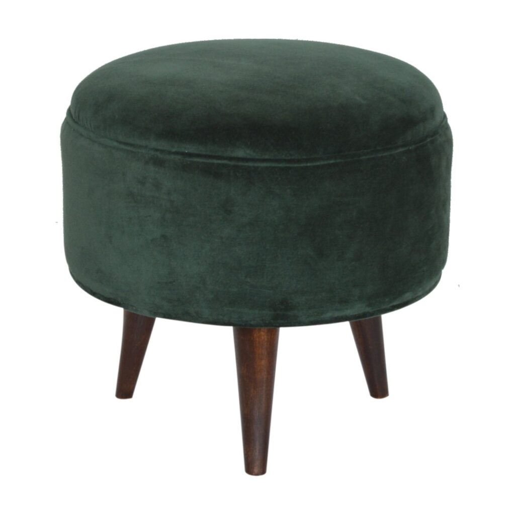 Emerald Green Velvet Nordic Stool - Image 2