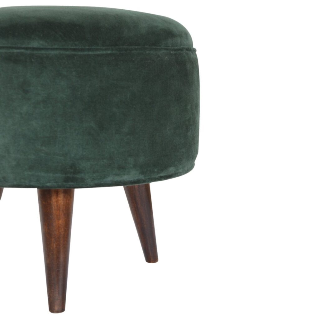 Emerald Green Velvet Nordic Stool - Image 4