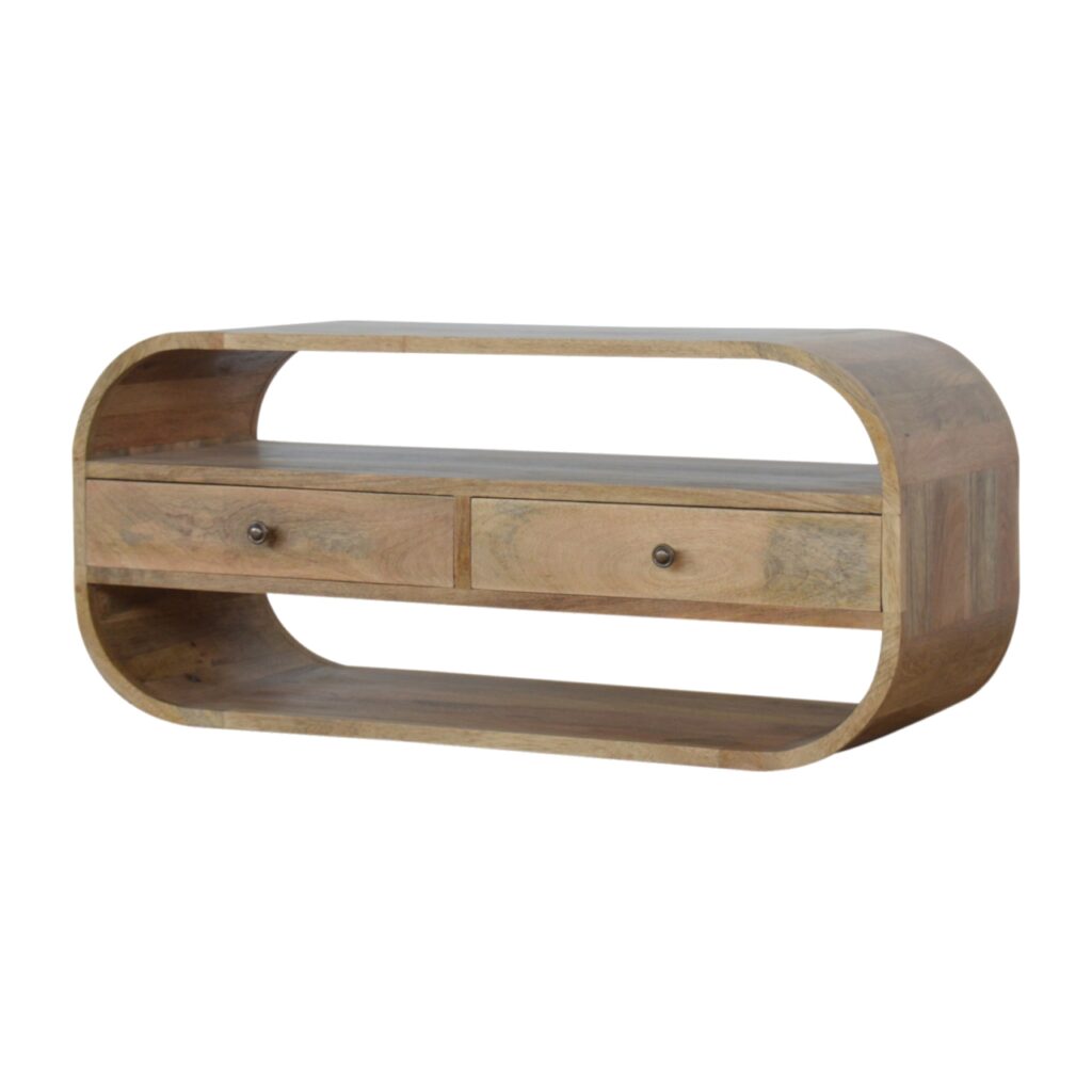 Curved Edge TV Unit with 2 Drawers - Image 2