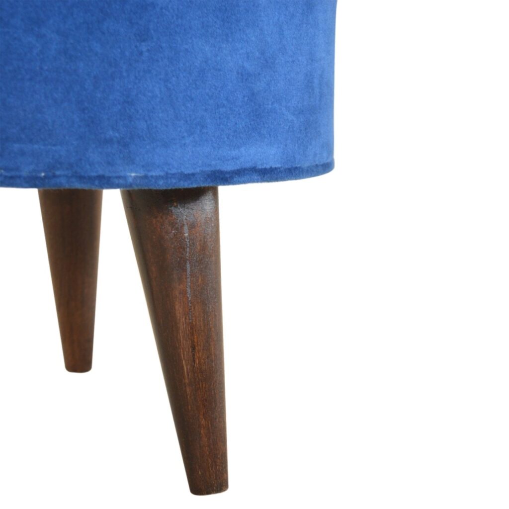 Royal Blue Velvet Nordic Footstool - Image 6