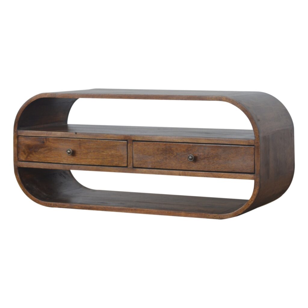 Chestnut Curved Edge Media Unit with 2 Drawers - Image 2